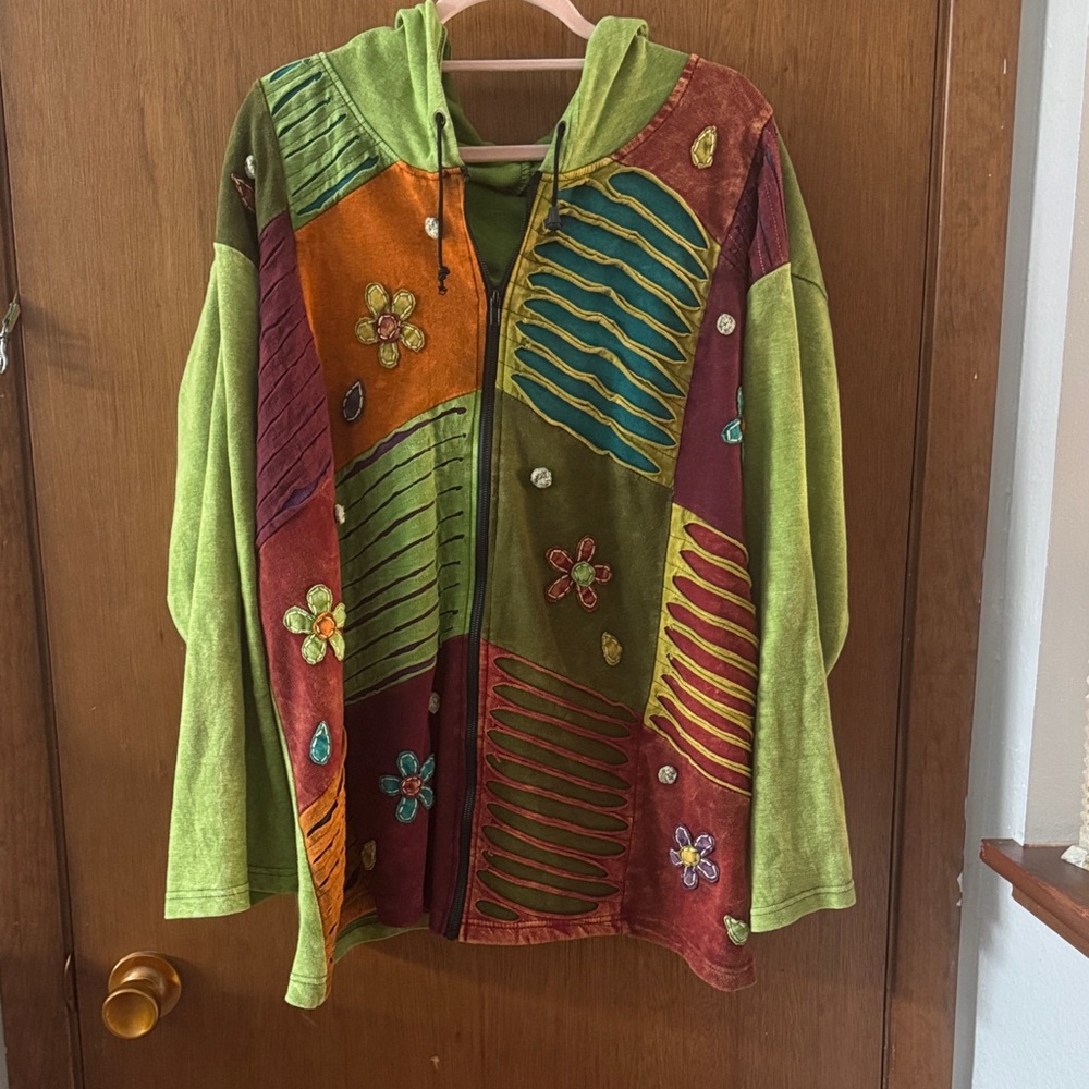Vibrant Patchwork Bomber Jacket